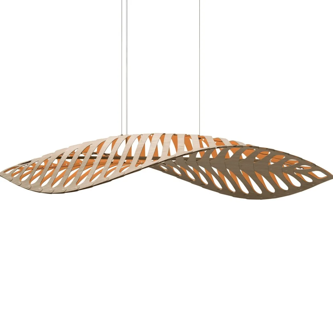 David Trubridge Navicula large Pendelleuchte 100 cm orange