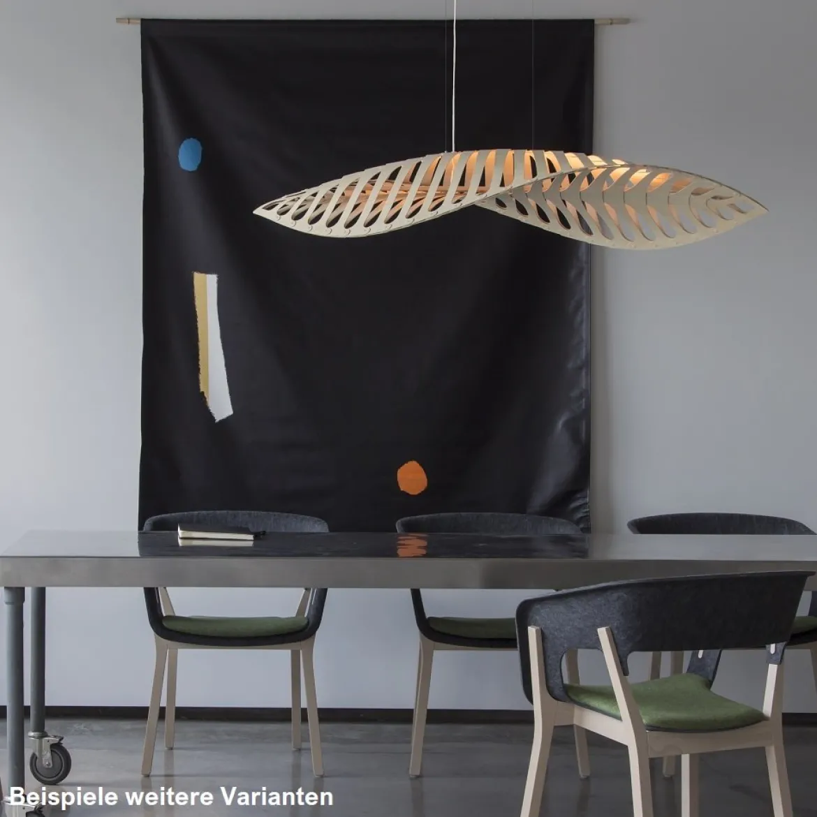 David Trubridge Navicula medium Pendelleuchte 90 cm orange