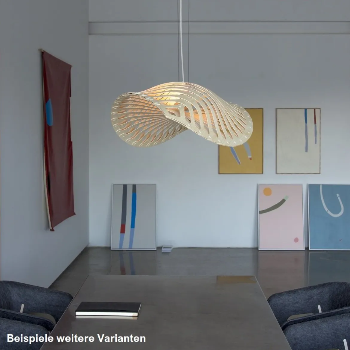 David Trubridge Navicula medium Pendelleuchte 90 cm weiß 1 Seite