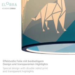 Elobra 139868 Hängeleuchte Dinopoly blau 40cm E27