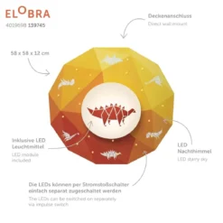 Elobra 139745 LED Deckenleuchte Dinopoly orange 3000K