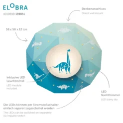 Elobra 139851 LED Deckenleuchte Dinopoly blau 3000K