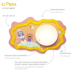 Elobra 140123 LED Deckenleuchte Little Astronauts Escape orange rosa 3000K