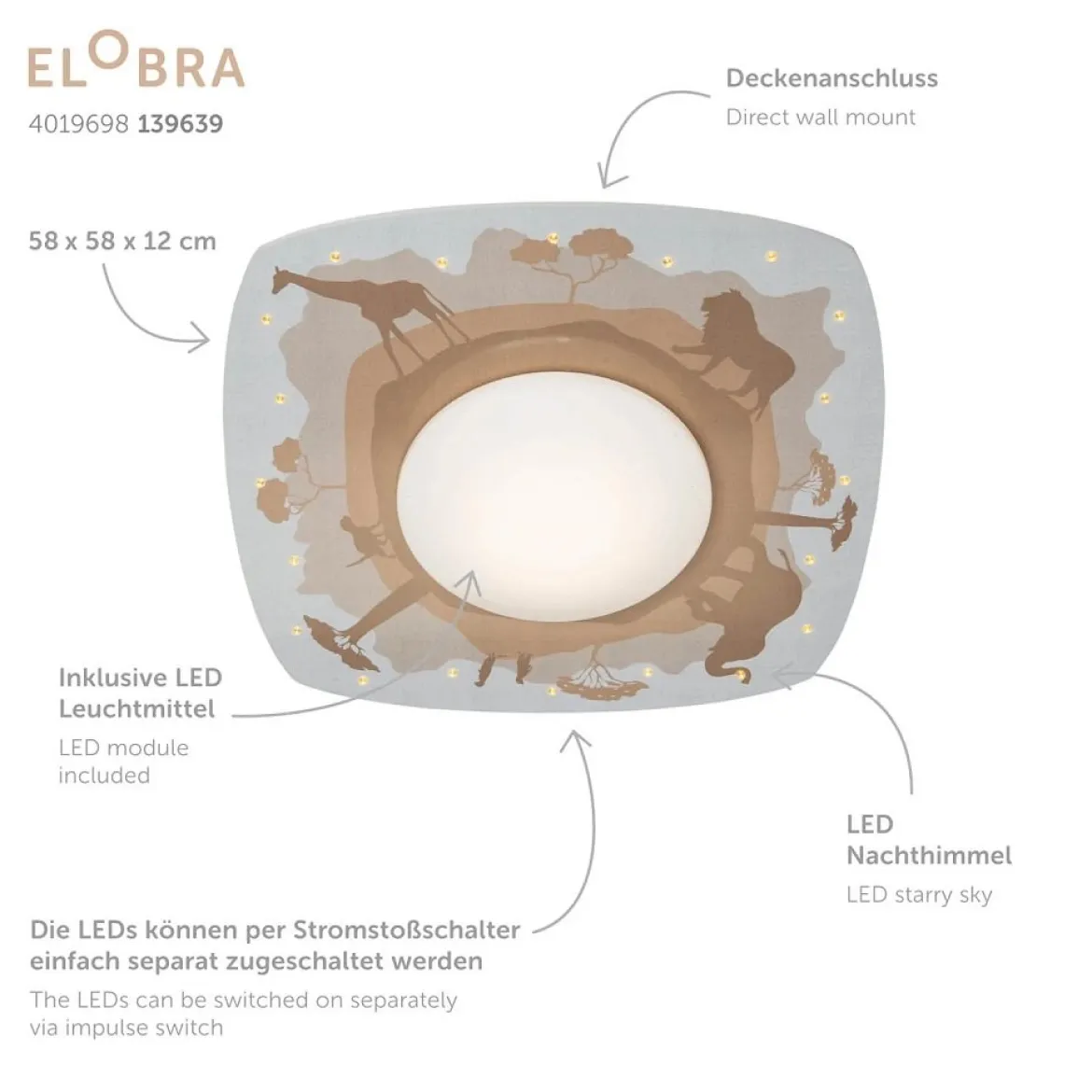 Elobra 139639 LED Deckenleuchte Scandi Savanne sand orange 3000K