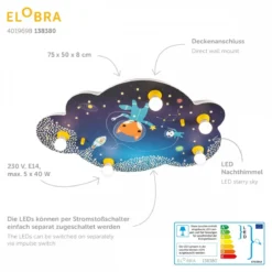 Elobra No. 138380 Deckenleuchte Bildwolke Little Astronauts Space Mission 5-flammig Blau