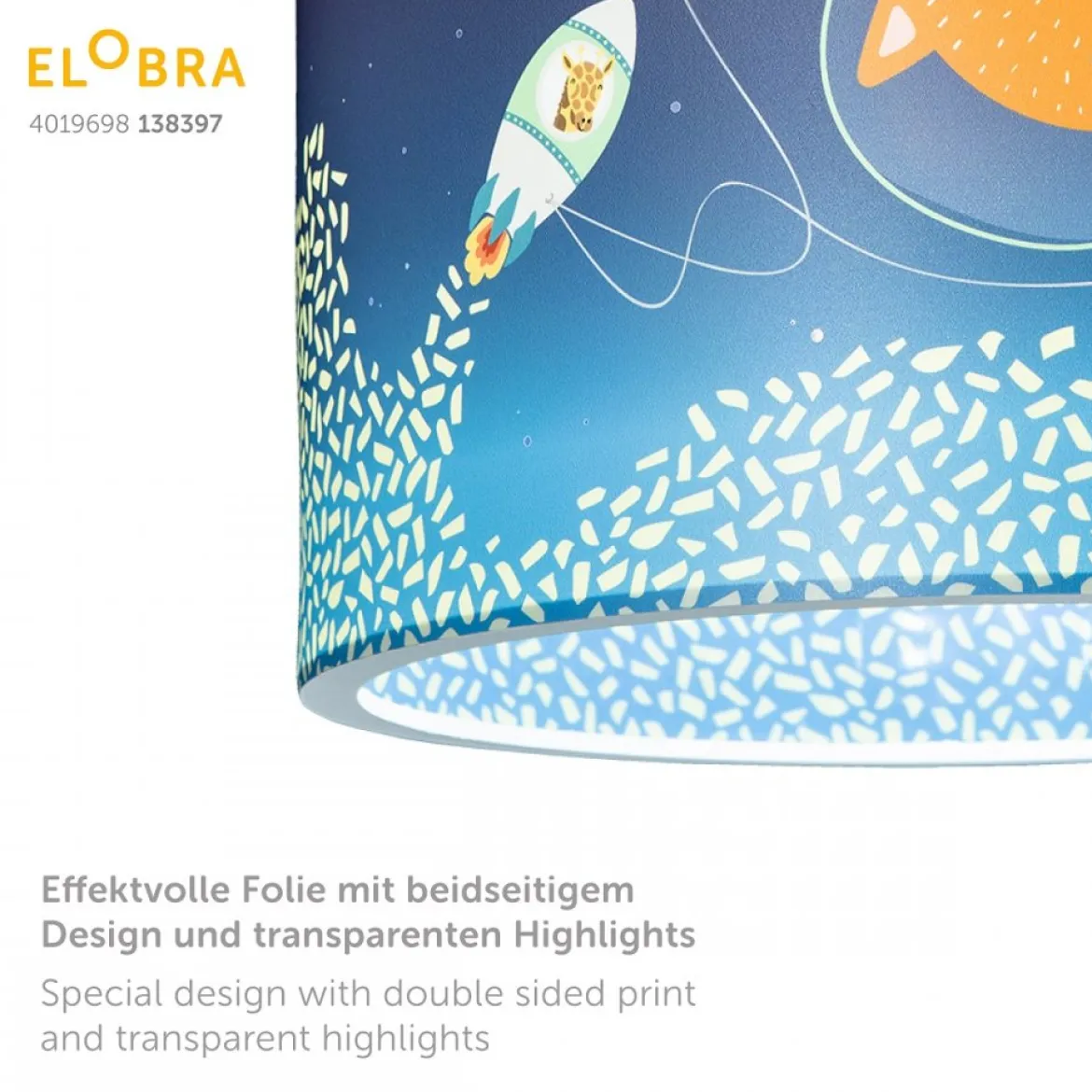 Elobra No. 138397 Deckenleuchte Little Astronauts Space Mission blau