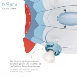 Elobra No. 138052 Deckenleuchte Rondell Luftschiff 3-flammig Blau