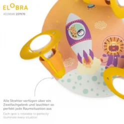 Elobra No. 137970 Deckenleuchte Rondell Little Astronauts Escape 3-flammig Orange