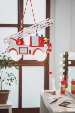 Elobra No. 125694 Pendelleuchte Feuerwehr mit Fred 2-flammig, Rot, Weiß