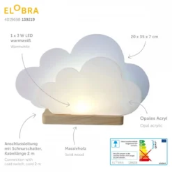 Elobra No. 139219 Tischleuchte Wölkchen weiß warmweiß