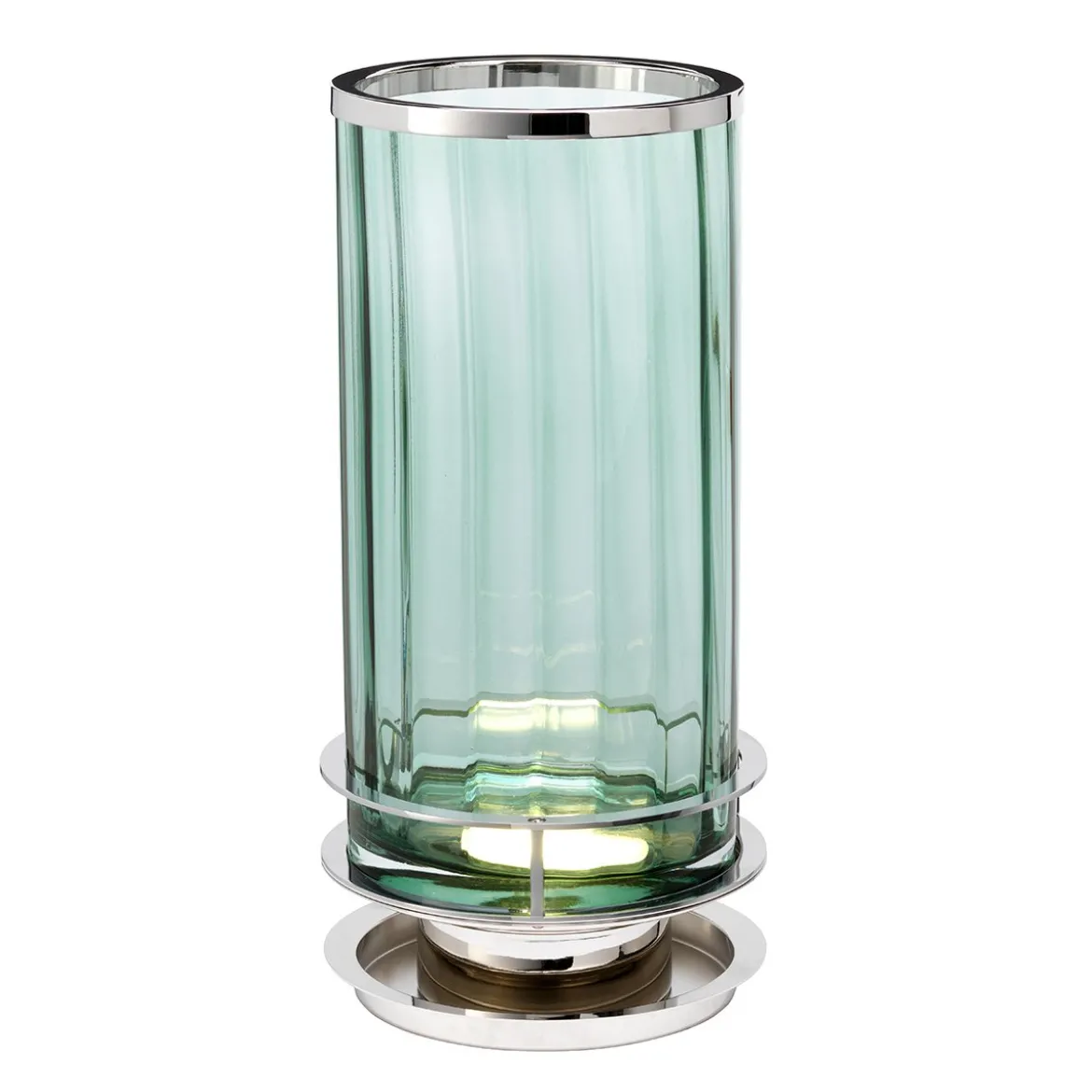 Elstead Arno Tischlampe Glas Grün Nickel poliert 35cm