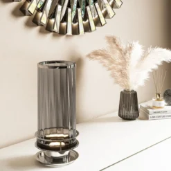Elstead Arno Tischlampe Rauchglas poliertes Nickel