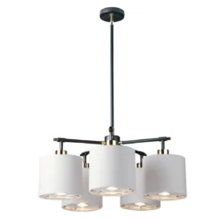 Elstead Balance Pendelleuchte 5-flammig schwarz Lampenschirm weiss E27