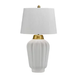 Elstead Bexley 1 Light Tischlampe weiß und gebürstetes Messing