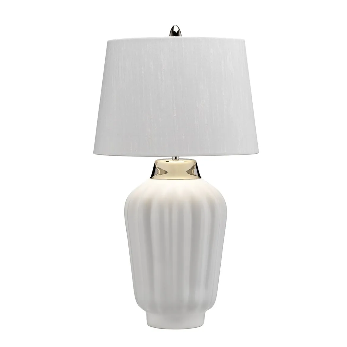 Elstead Bexley 1 Light Tischlampe weiß nickel poliert 56cm