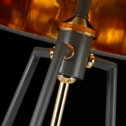 Elstead Ferrara Tischlampe dunkelgrau goldfarben poliert