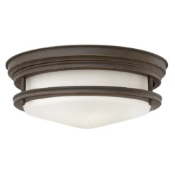 Elstead Hadrian 2 Light Deckenleuchte Glas Opal ölgeriebene Bronze