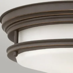 Elstead Hadrian 2 Light Deckenleuchte Glas Opal ölgeriebene Bronze