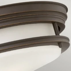 Elstead Hadrian 2 Light Deckenleuchte Glas Opal ölgeriebene Bronze