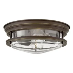 Elstead Hadrian 2 Light Deckenleuchte Glas klar ölgeriebene Bronze