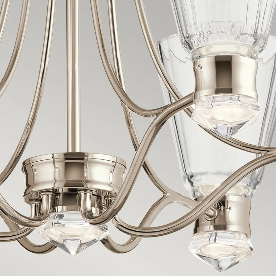 Elstead Kayva LED Kronleuchter 6-flammig Nickel klar 3000K
