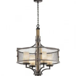 Elstead Lighting Ahrendale 4-Light Kronleuchter  4-flammig E27 stahlgrau