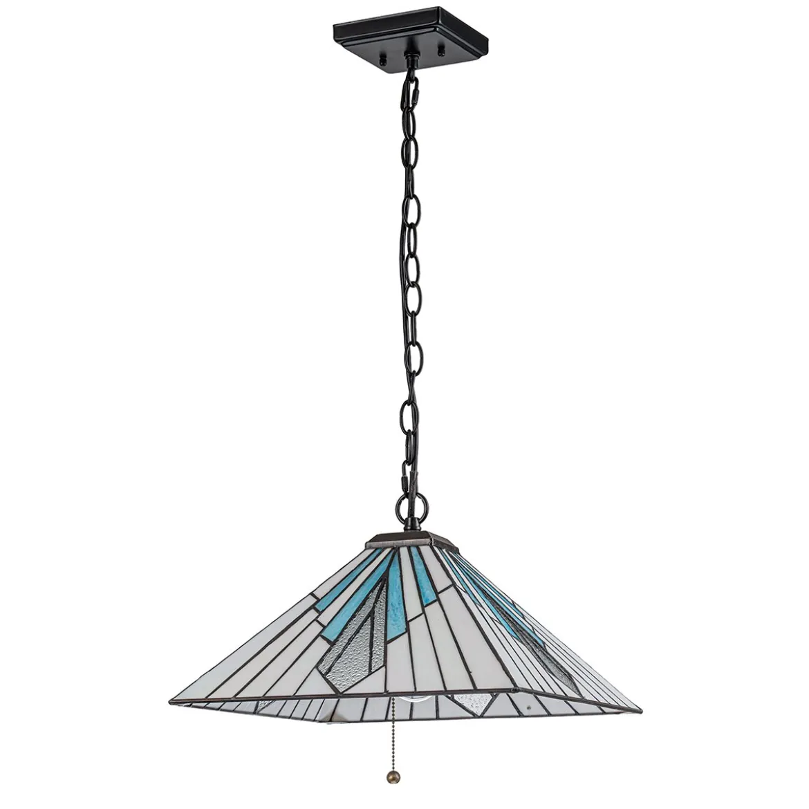 Elstead Lighting Alderley Pendelleuchte 2-Light Bronze E27 Tiffany mehrfarbig