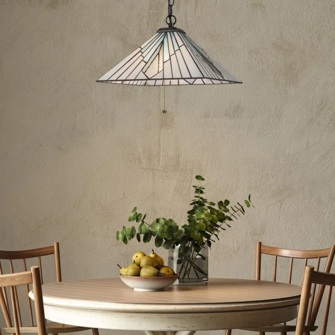 Elstead Lighting Alderley Pendelleuchte 2-Light Bronze E27 Tiffany mehrfarbig