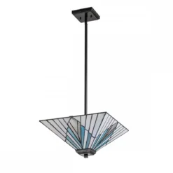 Elstead Lighting Alderley Pendelleuchte Trio-Mount 2-Light Bronze E27 Tiffany mehrfarbig