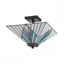 Elstead Lighting Alderley Pendelleuchte Trio-Mount 2-Light Bronze E27 Tiffany mehrfarbig