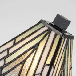 Elstead Lighting Alderley Tischleuchte Small 1-Light Bronze E14 Tiffany mehrfarbig