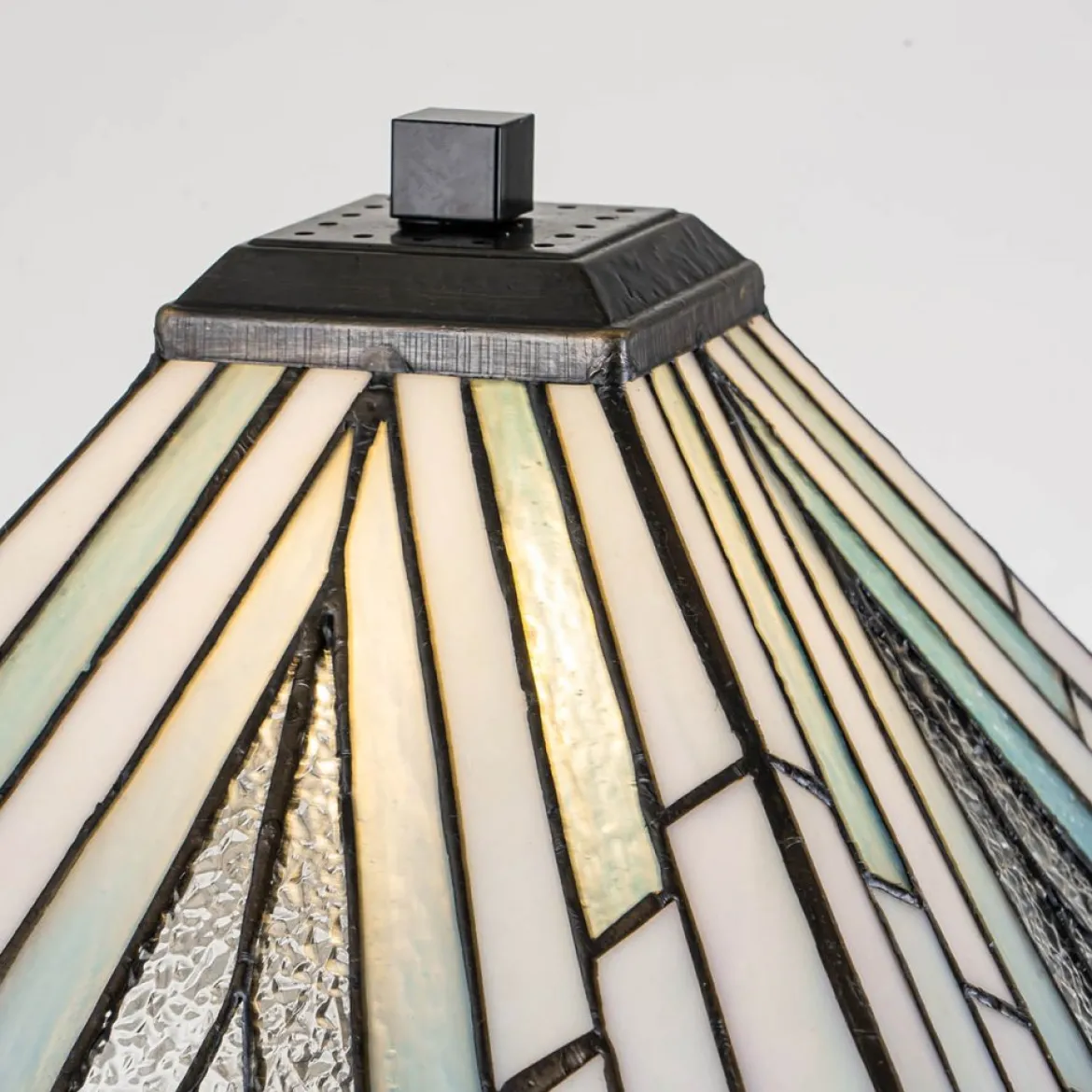 Elstead Lighting Alderley Tischleuchte Large 1-Light Bronze E27 Tiffany mehrfarbig