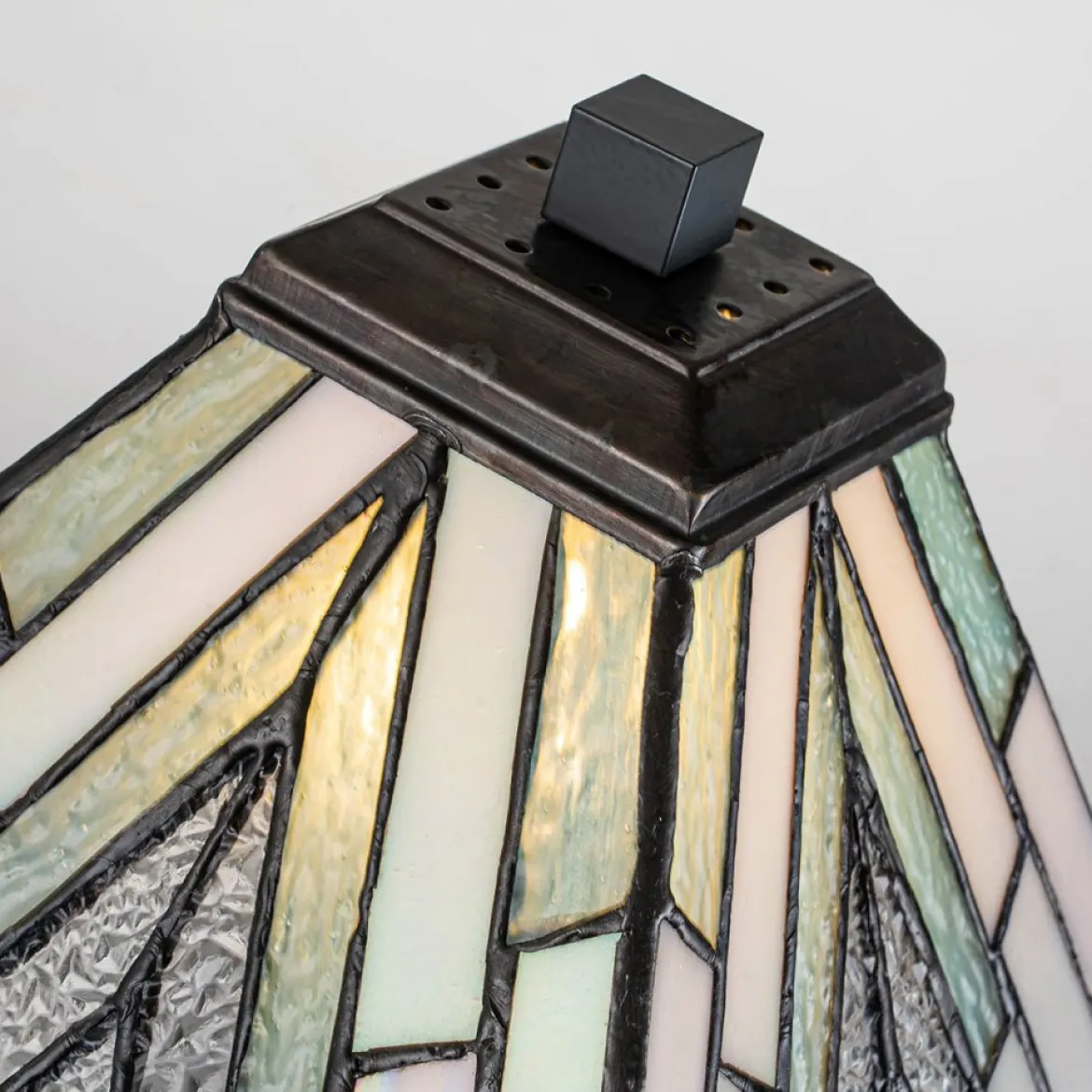 Elstead Lighting Alderley Tischleuchte Medium 1-Light Bronze E14 Tiffany mehrfarbig
