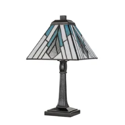 Elstead Lighting Alderley Tischleuchte Medium 1-Light Bronze E14 Tiffany mehrfarbig