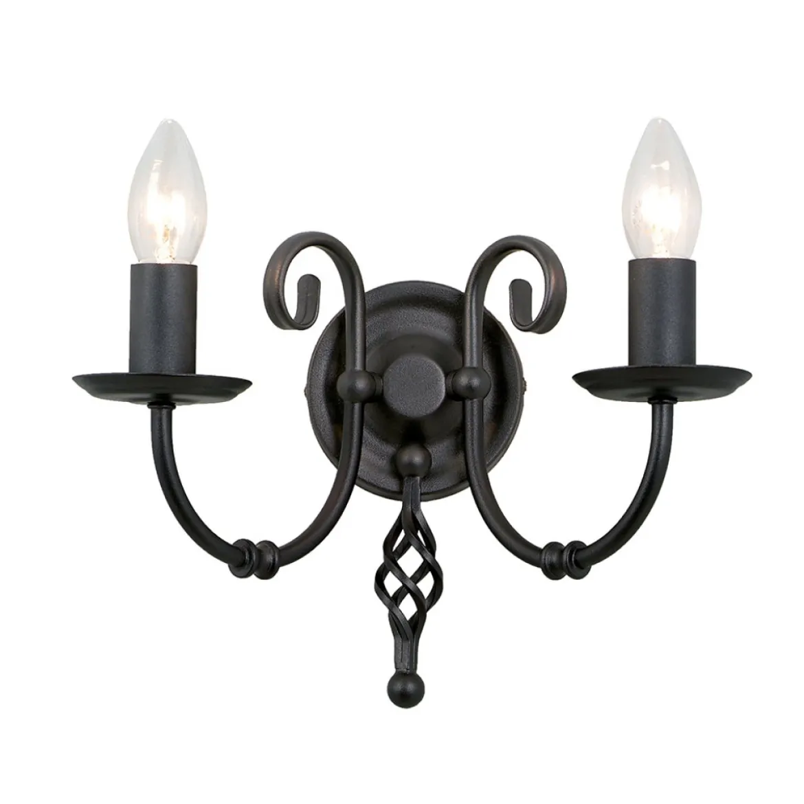 Elstead Lighting Artisan 2-Light Wandleuchte Schwarz 2-flammig E14