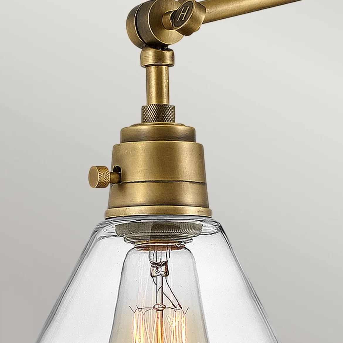 Elstead Lighting Arti 1 Wandleuchte 1-flammig Heritage Messing klarer Glasschirm