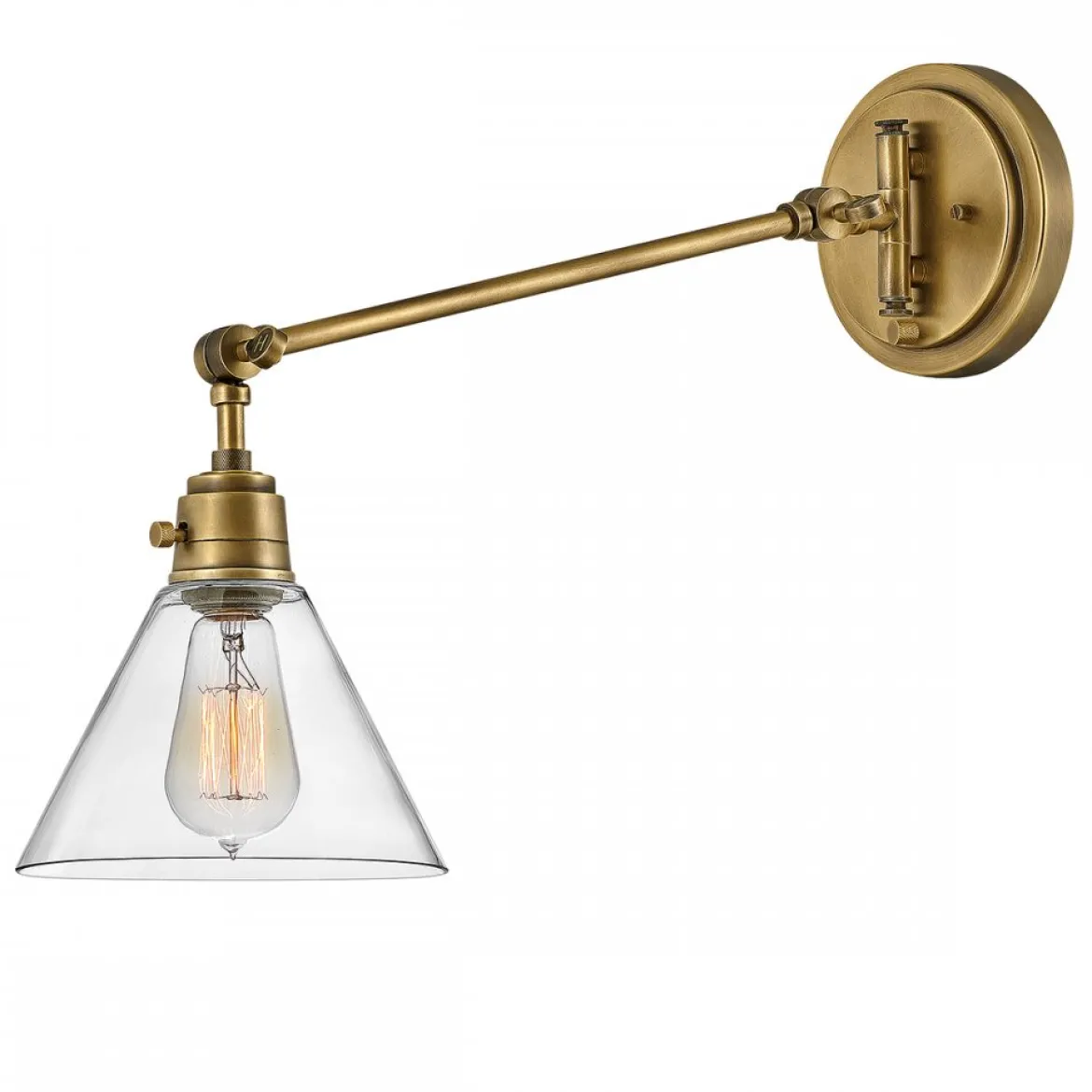Elstead Lighting Arti 1 Wandleuchte 1-flammig Heritage Messing klarer Glasschirm
