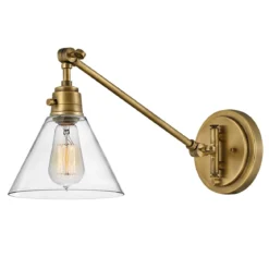 Elstead Lighting Arti 1 Wandleuchte 1-flammig Heritage Messing klarer Glasschirm