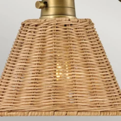 Elstead Lighting Arti 1 Wandleuchte Traditionelles Messing natürlicher Rattanschirm