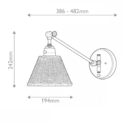 Elstead Lighting Arti 1 Wandleuchte Traditionelles Messing natürlicher Rattanschirm