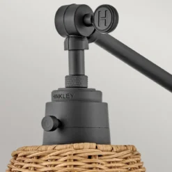 Elstead Lighting Arti 1 Wandleuchte Schwarz Rattanschirm natur