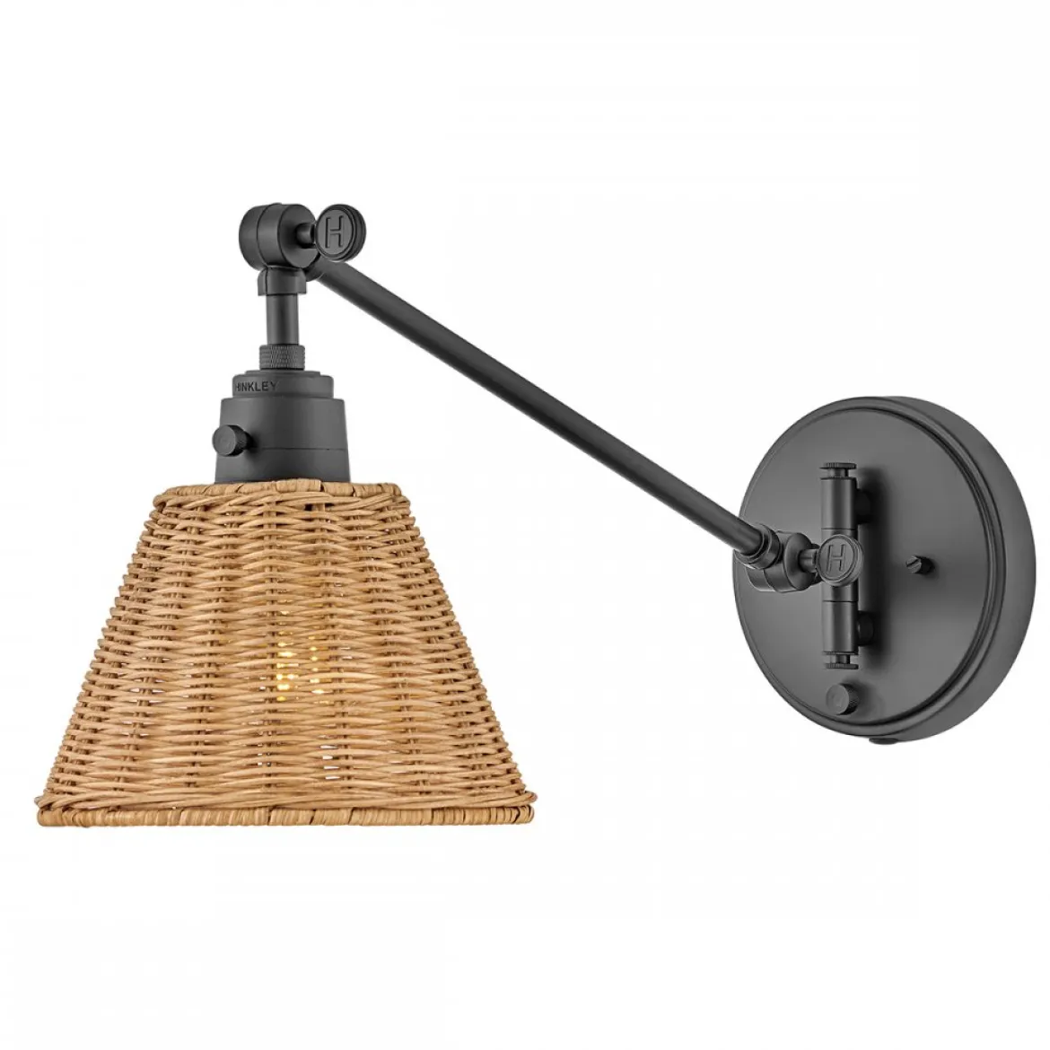 Elstead Lighting Arti 1 Wandleuchte Schwarz Rattanschirm natur