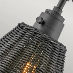 Elstead Lighting Arti 1 Wandleuchte Schwarz Rattanschirm schwarz