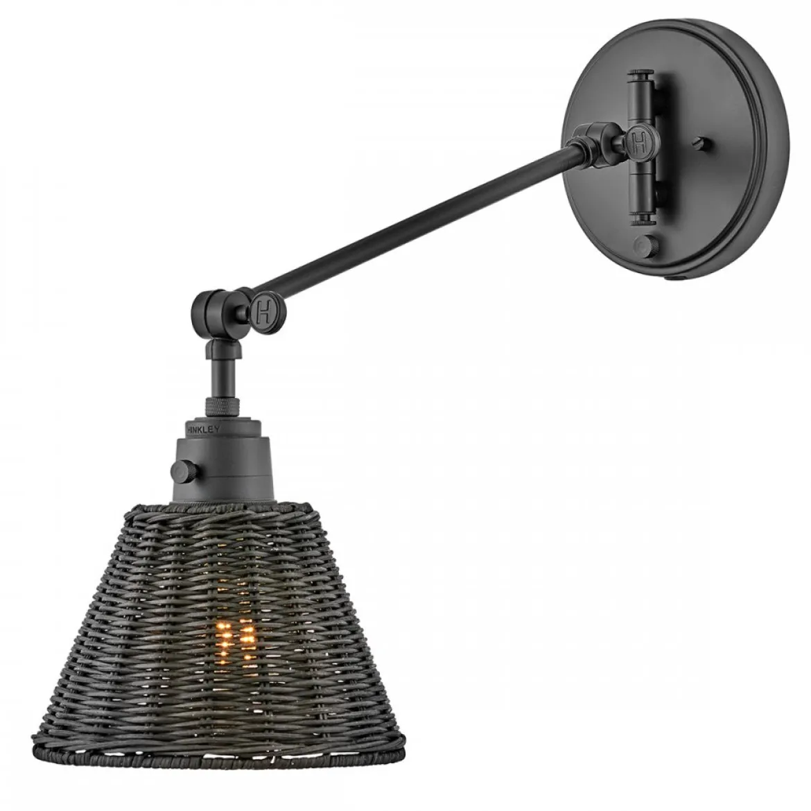 Elstead Lighting Arti 1 Wandleuchte Schwarz Rattanschirm schwarz