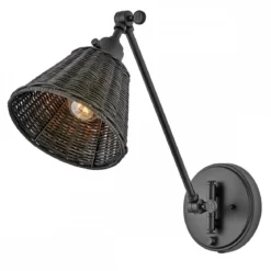Elstead Lighting Arti 1 Wandleuchte Schwarz Rattanschirm schwarz