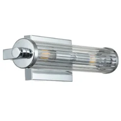 Elstead Lighting Azores Wandleuchte 2-Light Chrom poliert Klarglas 41cm IP44