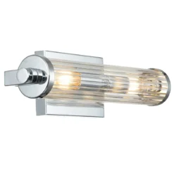 Elstead Lighting Azores Wandleuchte 2-Light Chrom poliert Klarglas 41cm IP44