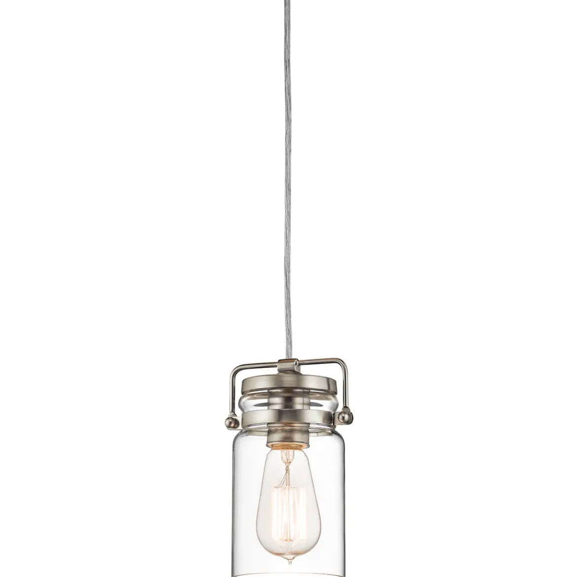 Elstead Lighting Brinley 1-Light Pendelleuchte Mini 1-flammig E27 Nickel gebürstet