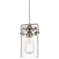 Elstead Lighting Brinley 1-Light Pendelleuchte Mini 1-flammig E27 Nickel gebürstet