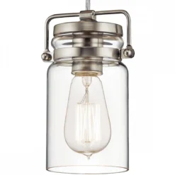 Elstead Lighting Brinley 1-Light Pendelleuchte Mini 1-flammig E27 Nickel gebürstet